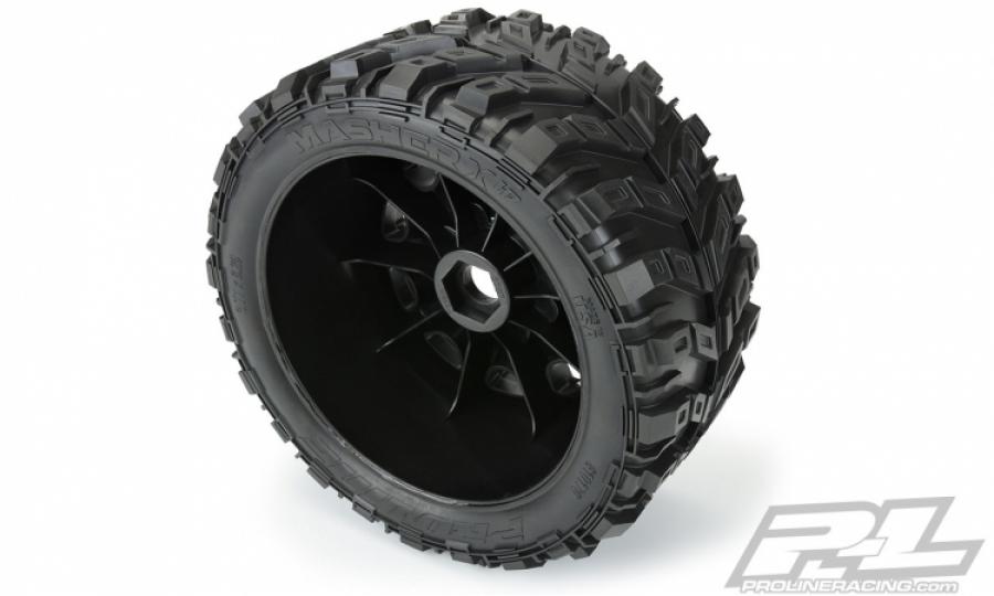 Masher X HP All Terrain BELTED Tires Mounted on Raid 5.7" Black Wheels (2) for X-MAXXÂ®