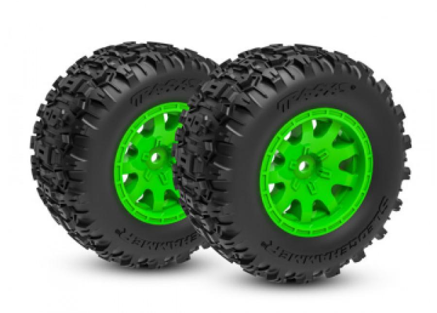 Tires & Wheels Sledgehammer/ Mini Maxx Green Rear (2)