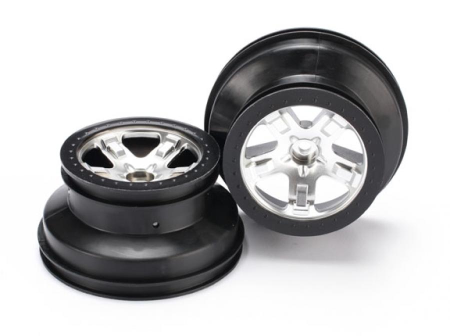 Traxxas Wheels Satin Chrome - Black 2.2/3.0" 2WD Front (2) TRX5874X