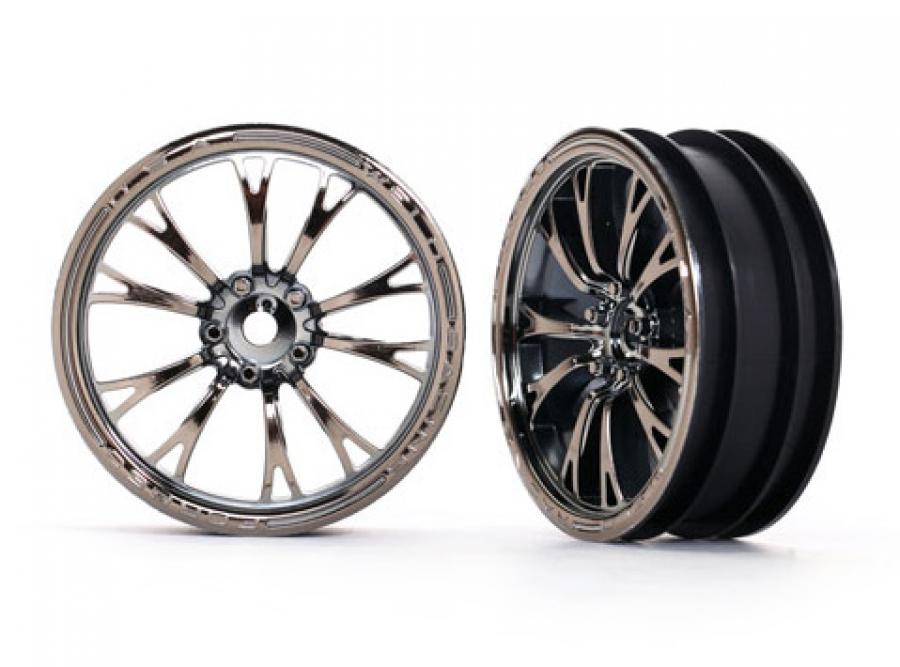 Traxxas Wheels Front Black Chrome (2)  Drag Slash TRX9472X