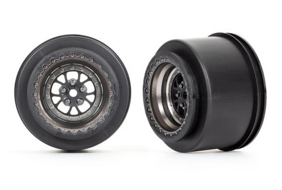 Traxxas Wheels Rear Satin Black Chrome (2)  Drag Slash TRX9473A