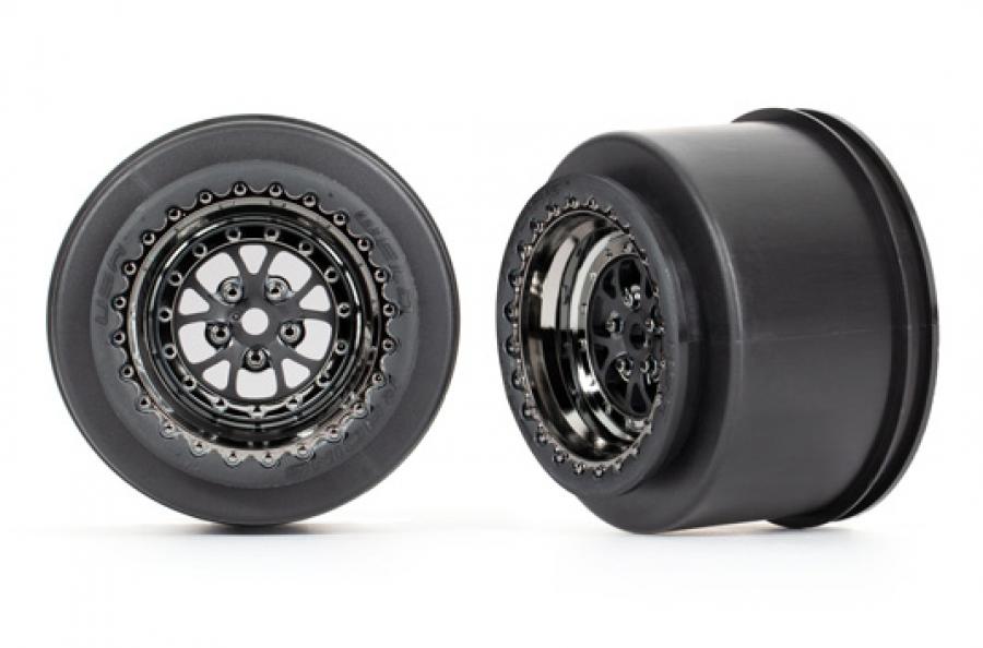 Traxxas Wheels Rear Black Chrome (2)  Drag Slash TRX9473X