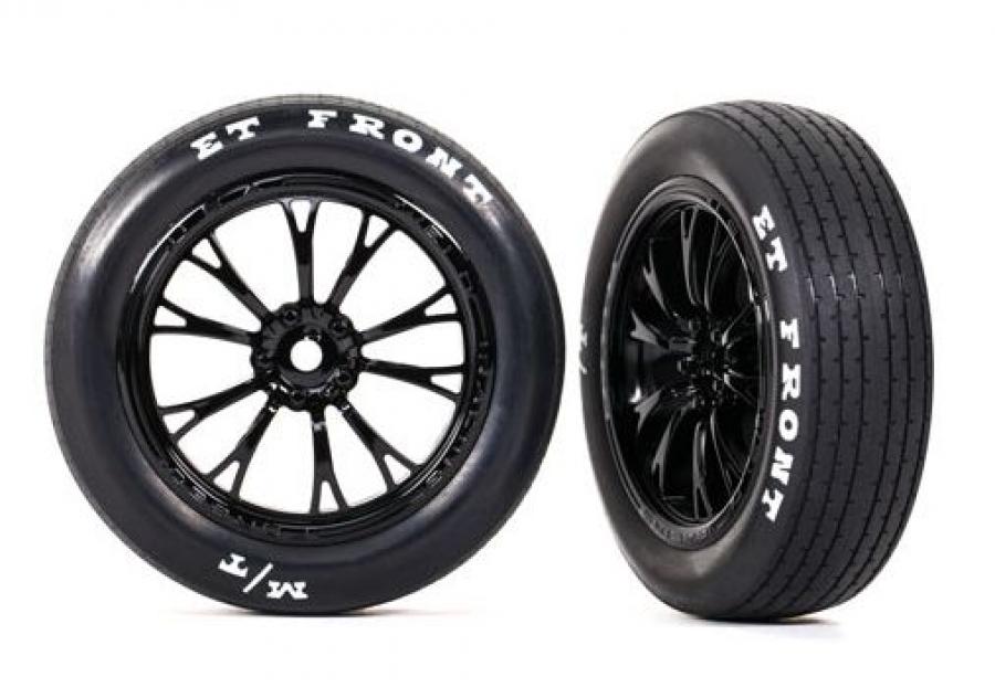Traxxas Tires & Wheels Front Black (2)  Drag Slash TRX9474