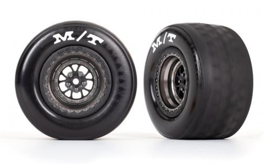 Traxxas Tires & Whels Rear Matt Black Chrome (2)  Drag Slash TRX9475A