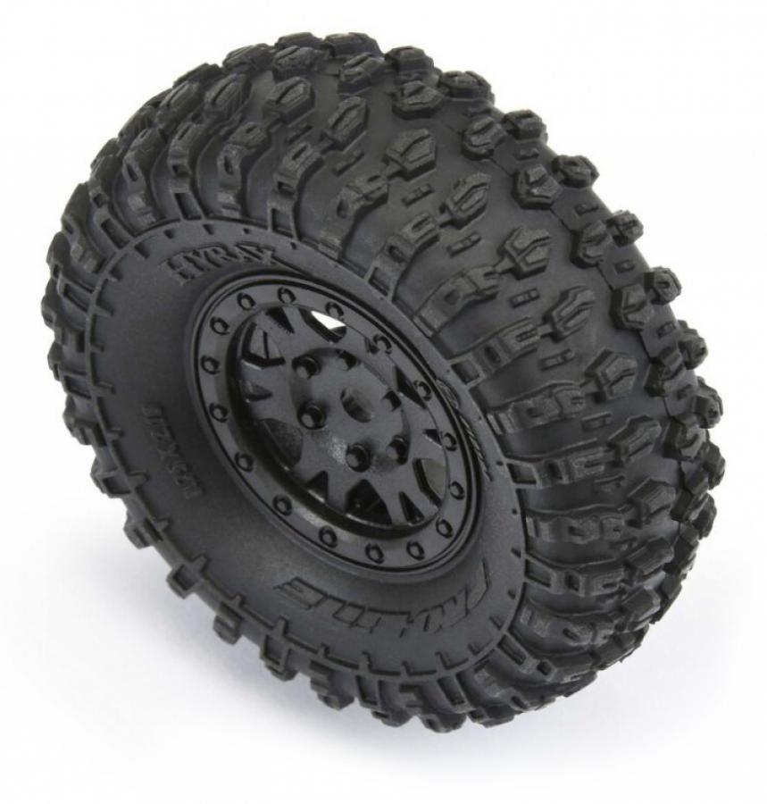 Hyrax 1.0" Tires on 7mm Hex Wheels (4) for SCX24 F/R