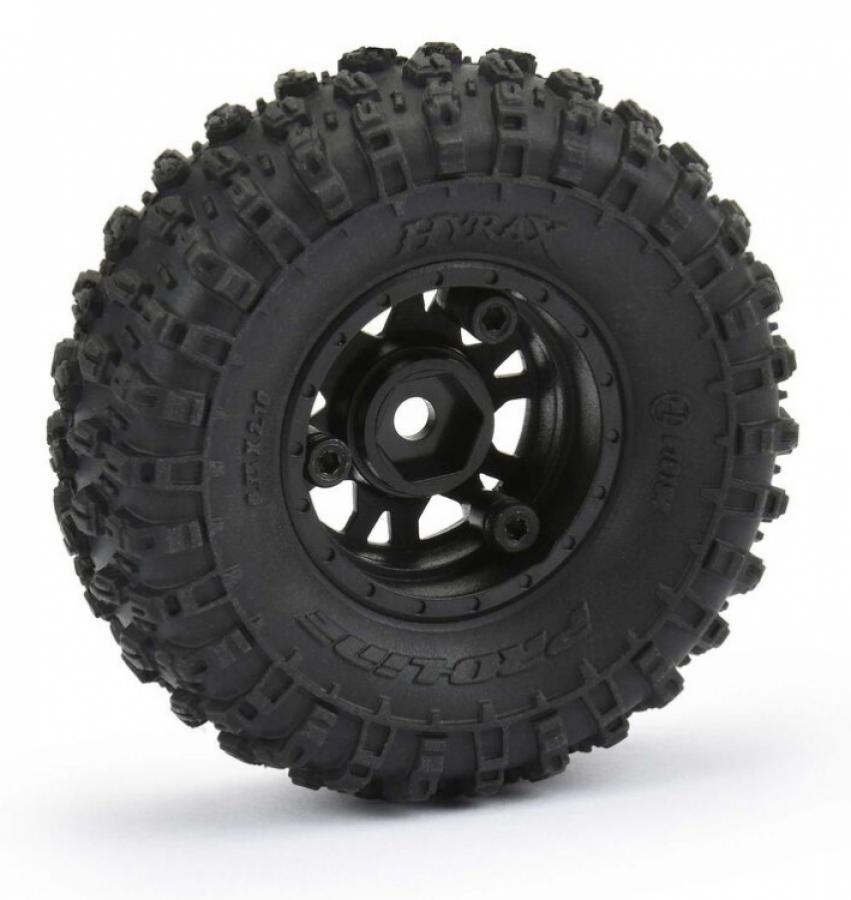 Hyrax 1.0" Tires on 7mm Hex Wheels (4) for SCX24 F/R