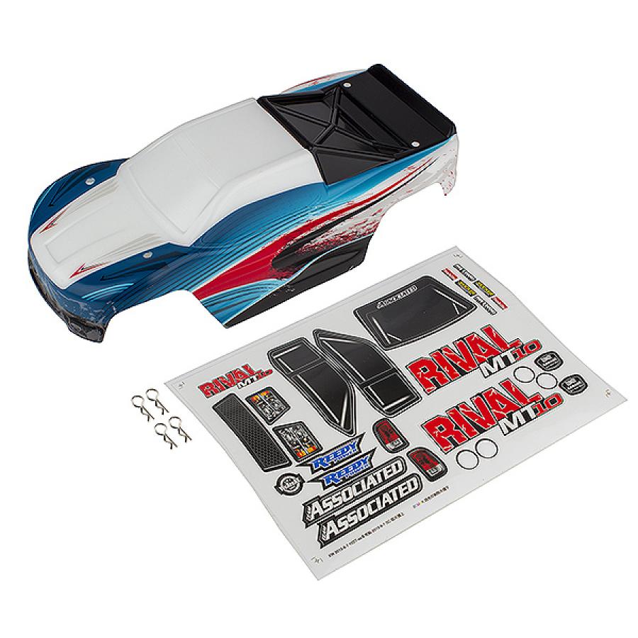 TEAM ASSOCIATED RIVAL MT10 PAINTED BODYSHELL RED/BLUE