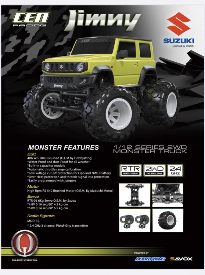 CEN RACING Q-SERIES SUZUKI JIMNY YELL 1/12 SOLID AXLE RTR TRUCK RTR