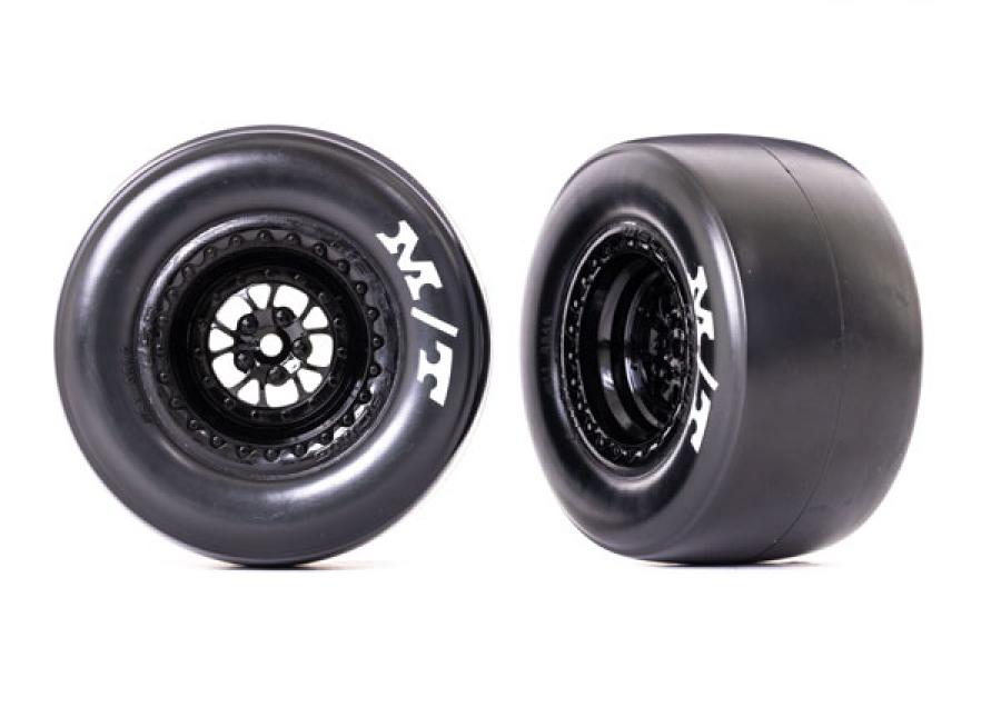 Traxxas Tires & Whels Rear Black Mickey Thompson (2)  Drag Slash TRX9476