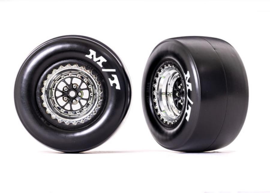 Traxxas Tires & Whels Rear Chrome Mickey Thompson (2)  Drag Slash TRX9476R