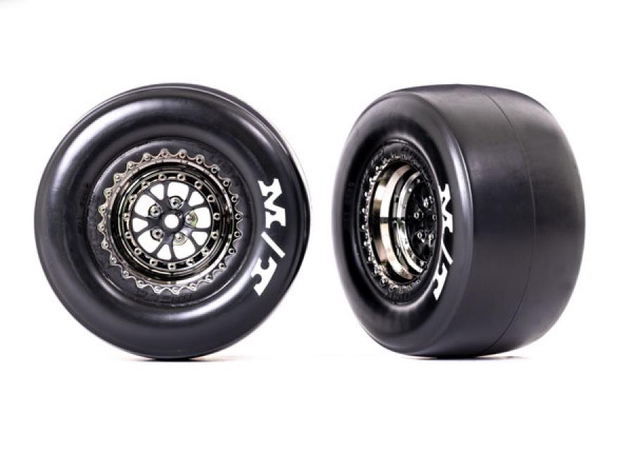 Traxxas Tires & Whels Rear Black Chrome Mickey Thompson (2)  Drag Slash TRX9476X