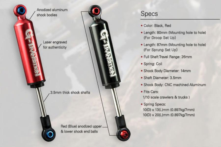 GMade G-Transition Shock Black 80mm (4) For 1/10 Crawler