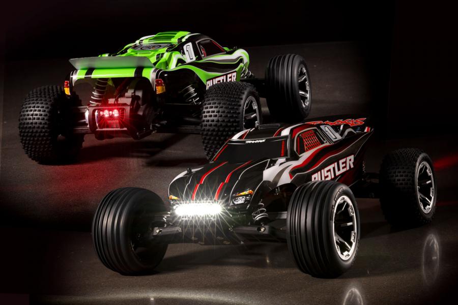 Traxxas Rustler 2WD 1/10 RTR TQ Green LED RC-auto + akku ja laturi TRX37054-61-GRN