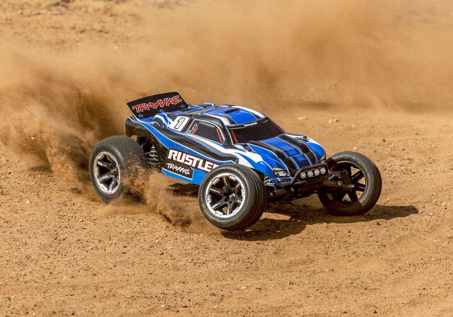 Traxxas Rustler 2WD 1/10 RTR TQ Green LED RC-auto + akku ja laturi TRX37054-61-GRN