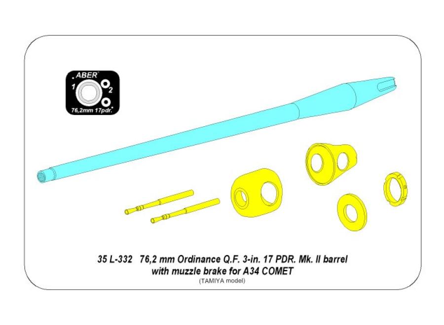 Aber 1/35 Barrel for British A34 Comet (for Tamiya kit)