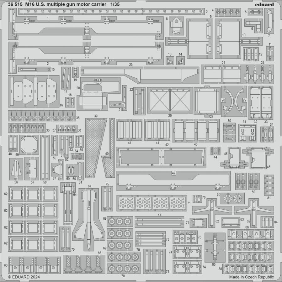 Eduard 1/35 M16 U.S. multiple gun motor carrier PE set  for TAMIYA kit