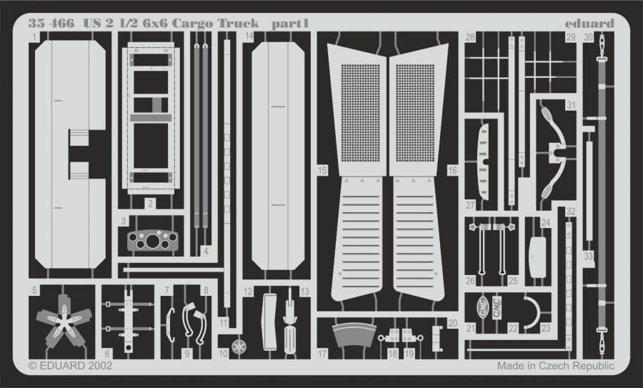 Eduard 1/35 US 2,5t 6X6 Cargo Truck PE set for Tamiya kit