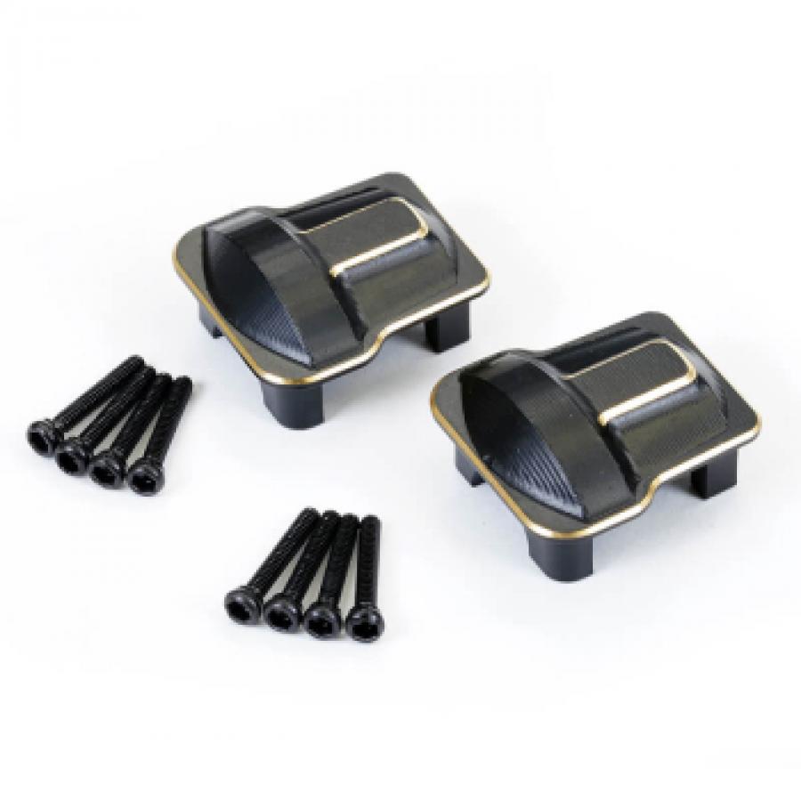 FASTRAX TRX-4M BLACK BRASS PORTAL AXLE COVERS (2)