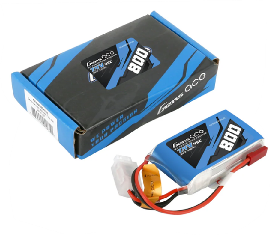 Gens ace 800mAh 2S 7.4V 45C Lipo Battery Pack with JST-SYP Plug
