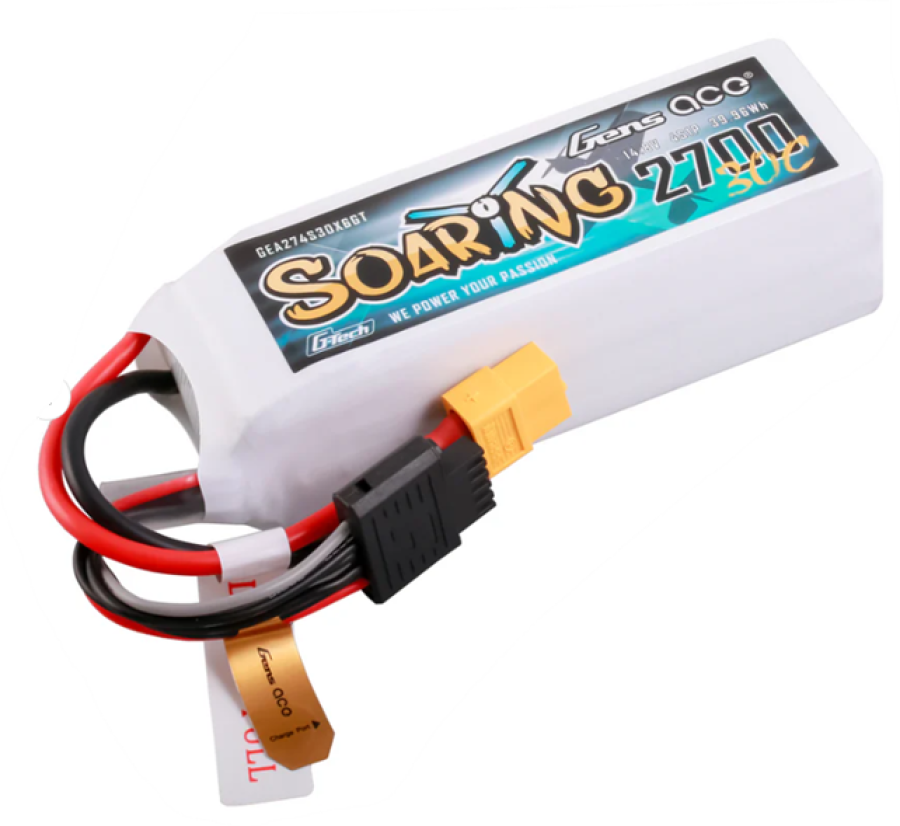 Gens ace G-Tech Soaring 2700mAh 14.8V 30C 4S1P LiPo Battery Pack with XT60 Plug