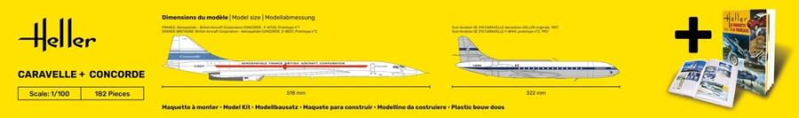 Heller 1/100 Caravelle + Concorde set