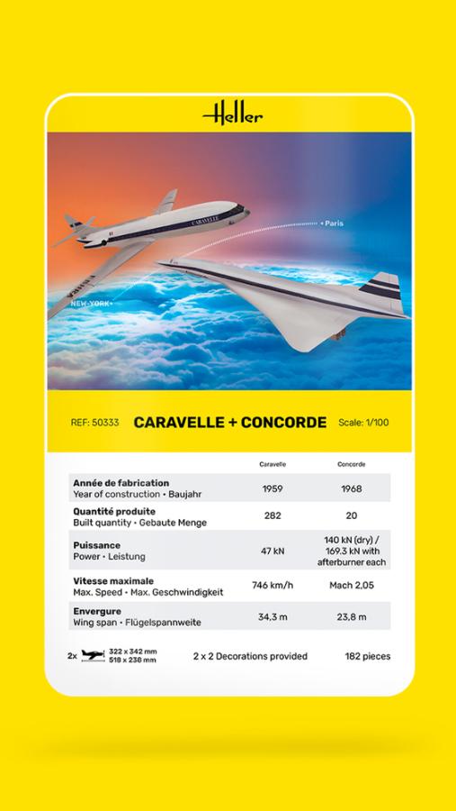 Heller 1/100 Caravelle + Concorde set