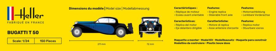 Heller 1/24 Bugatti T 50 pienoismalli
