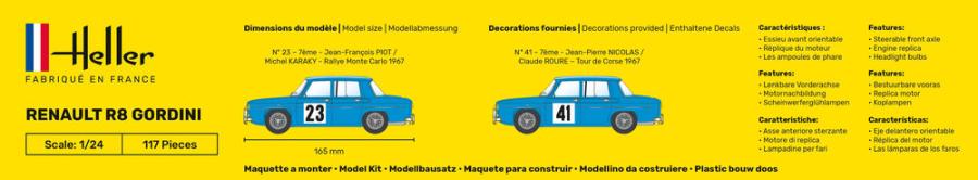Heller 1/24 Renault R8 Gordini '67 Rally pienoismalli