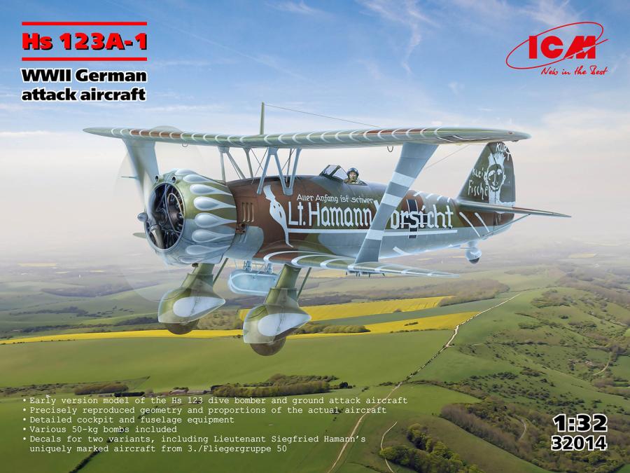 ICM 1/32 Hs 123A-1, WWII German attack aircraft