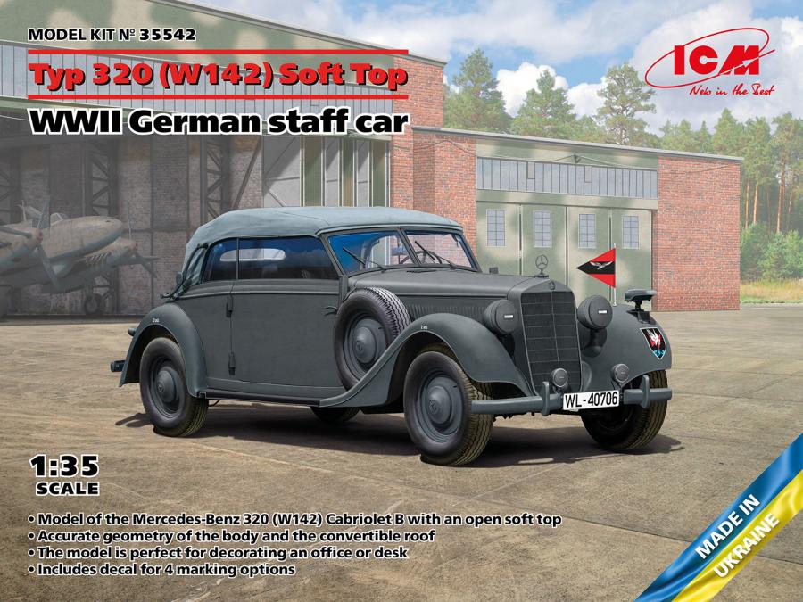 ICM 1/35 Typ 320 (W142) Cabriolet Soft Top, staff car