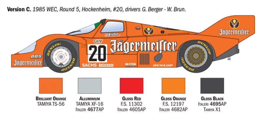 Italeri 1:24 Porsche 956 Jagermeister