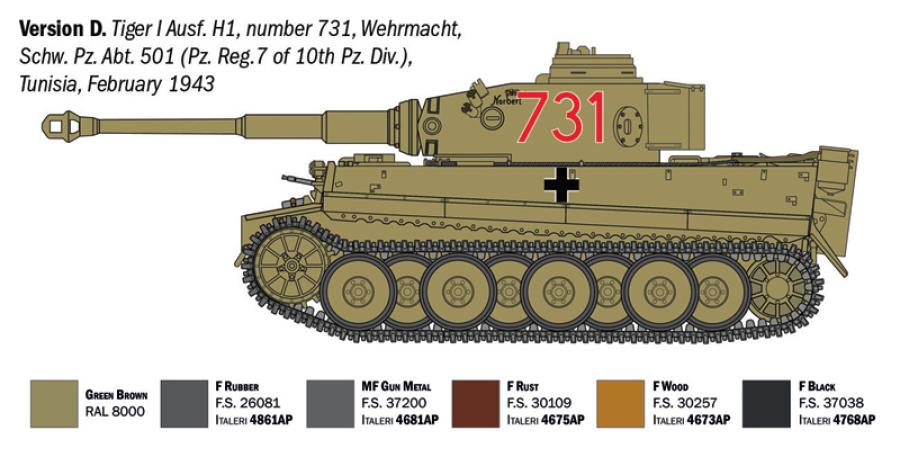 Italeri 1:35 Pz. Kpfw. VI Tiger I Ausf. H (tp), Early production