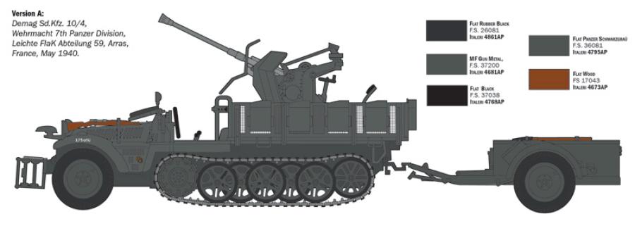 Italeri 1:35 Sd.Kfz 10/4 with flak 30 and crew