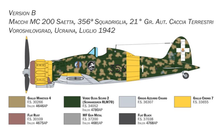 Italeri 1:72 Macchi MC. 200 'Saetta' serie XXI-XXIII