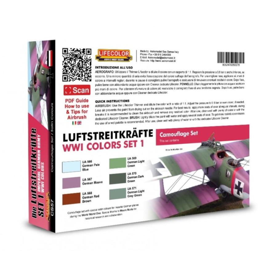 Lifecolor Imperial German Army WWI Colors Set1 6 x 22 ml
