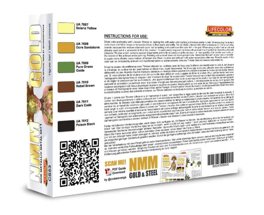 Lifecolor NMM – Non Metallic Metal – Set 1 GOLD 6 x 22 ml