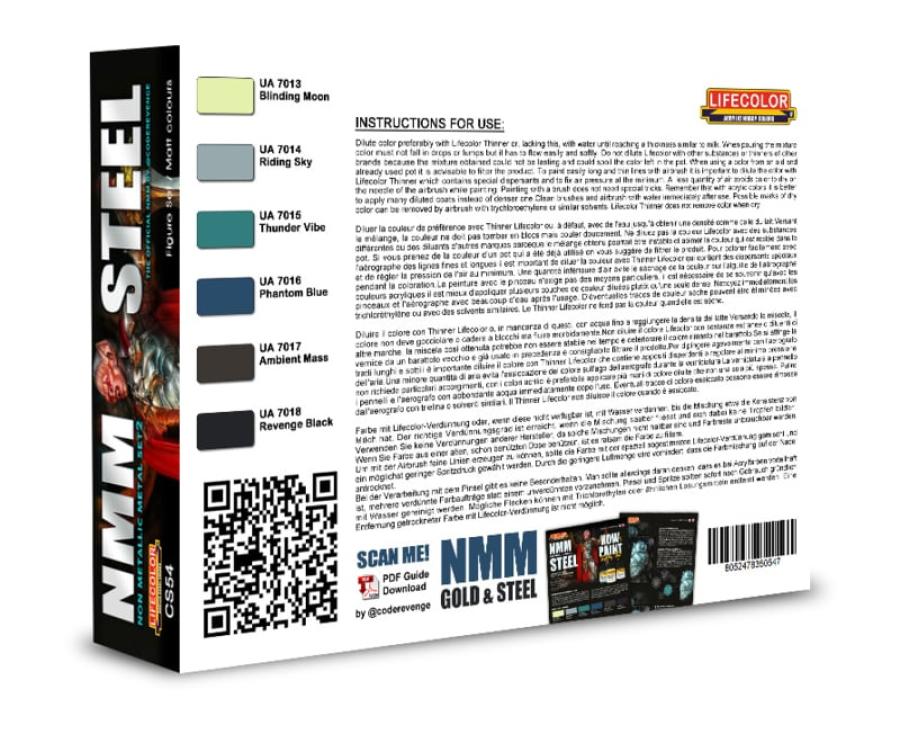Lifecolor NMM – Non Metallic Metal – Set 2 STEEL 6 x 22 ml