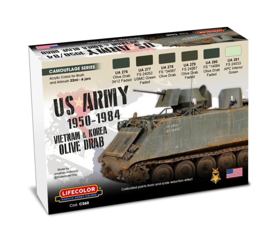 Lifecolor US Army 1950/84 Vietnam & Korea Olive Drab 6 x 22 ml