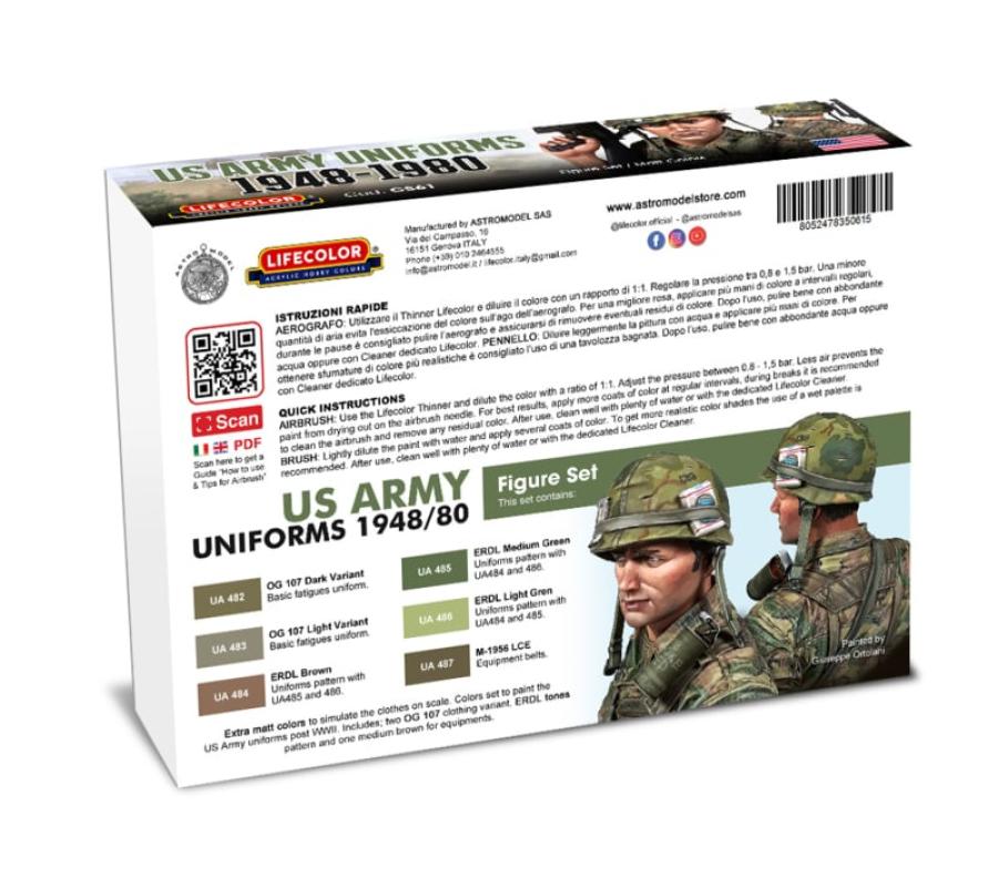 Lifecolor US Army Uniforms 1948-1980 6 x 22 ml