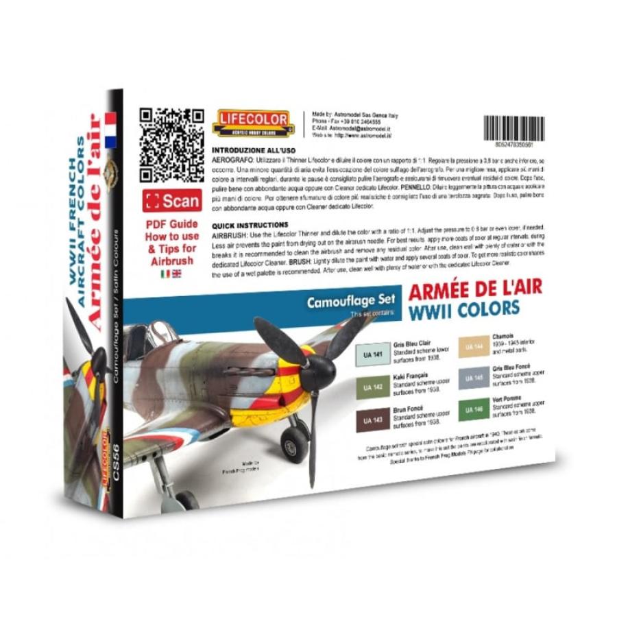 Lifecolor WWII French Aircraft Colors - Armée De L'Air 6 x 22 ml