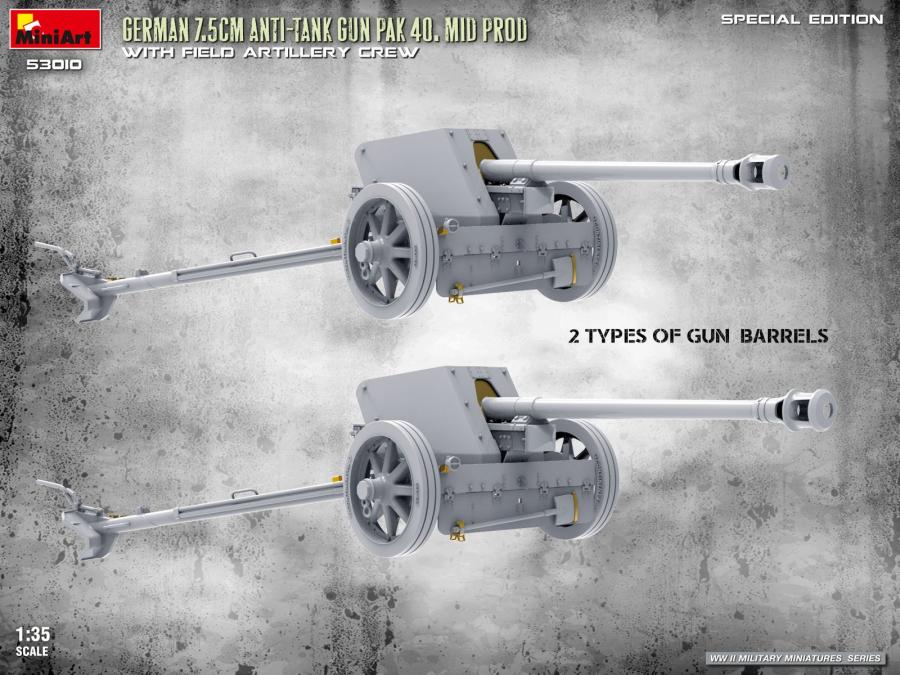 Miniart 1/35 German 7.5cm ATGun PaK 40. Mid Prod w/ Crew (Special Edition)