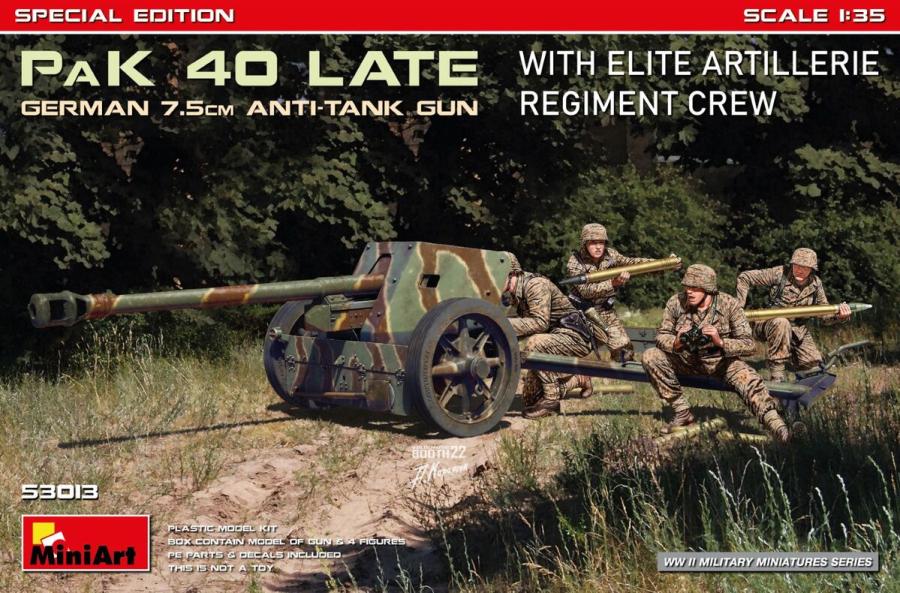 Miniart 1/35 German 7.5cm PaK 40 Late w/Elite Artillerie Regiment Crew. Special Edition