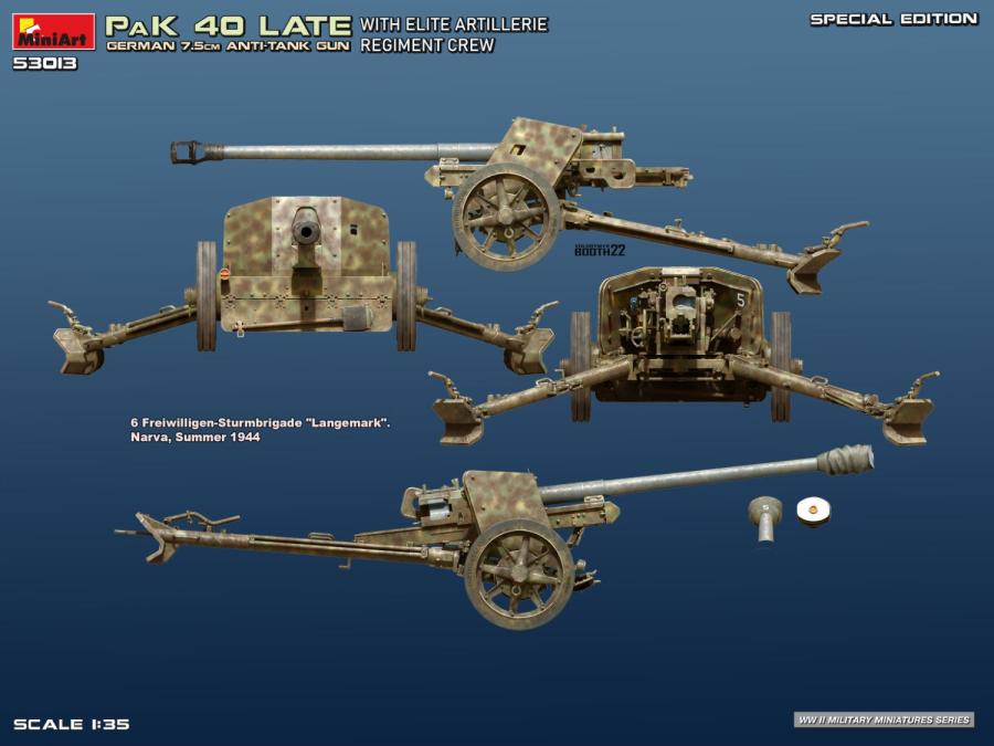 Miniart 1/35 German 7.5cm PaK 40 Late w/Elite Artillerie Regiment Crew. Special Edition
