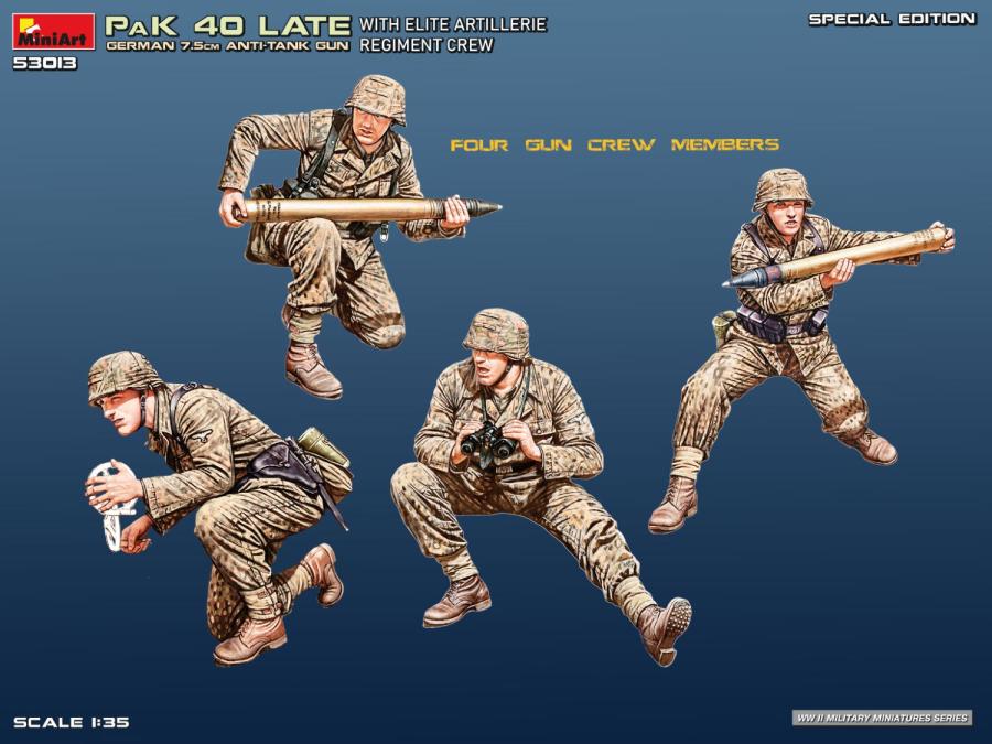 Miniart 1/35 German 7.5cm PaK 40 Late w/Elite Artillerie Regiment Crew. Special Edition