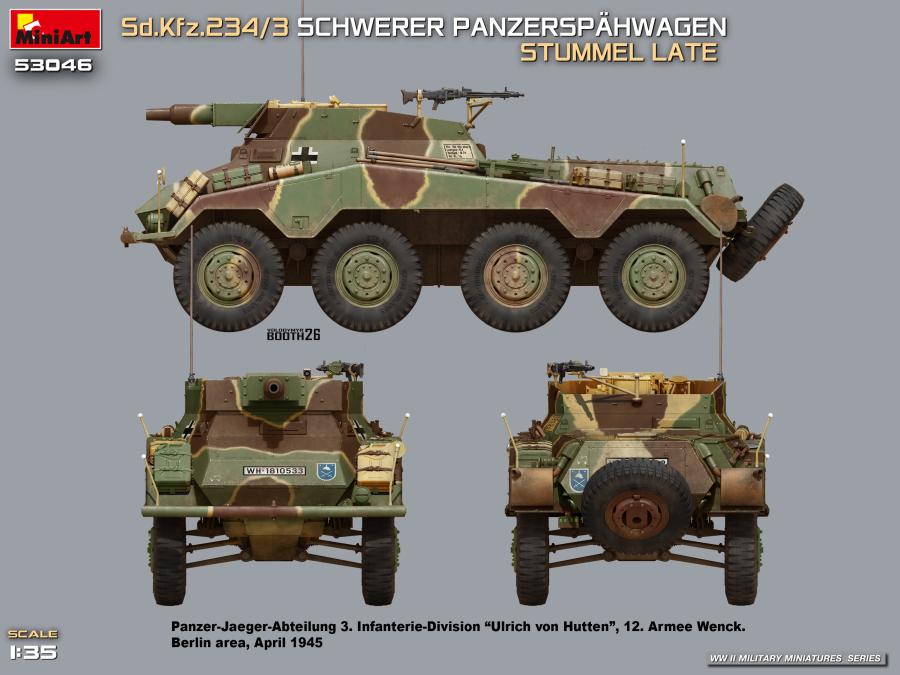 Miniart 1/35 Sd.Kfz.234/3 Schwerer Panzerspähwagen Stummel Late