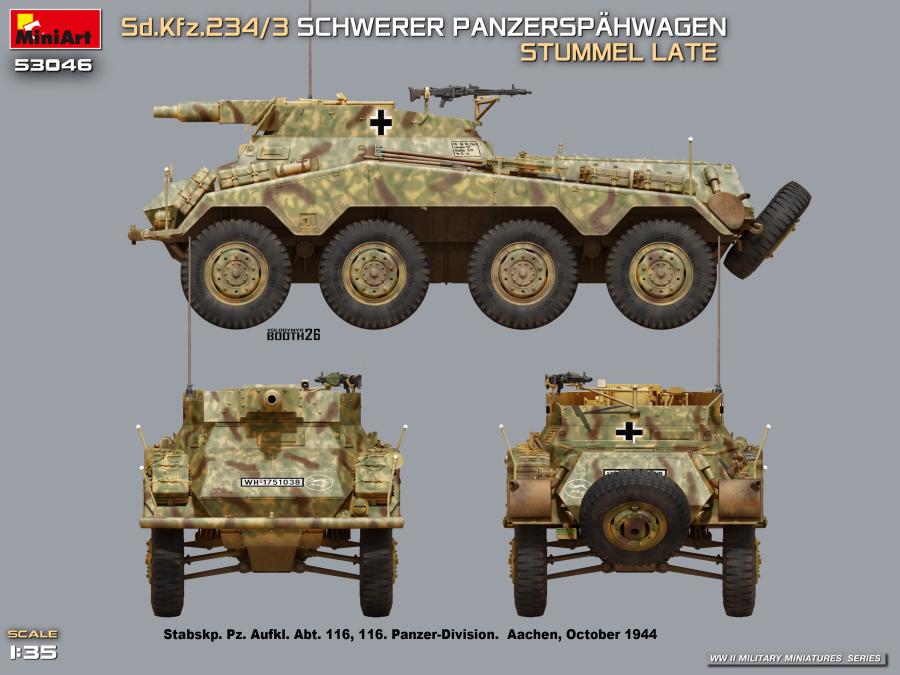 Miniart 1/35 Sd.Kfz.234/3 Schwerer Panzerspähwagen Stummel Late