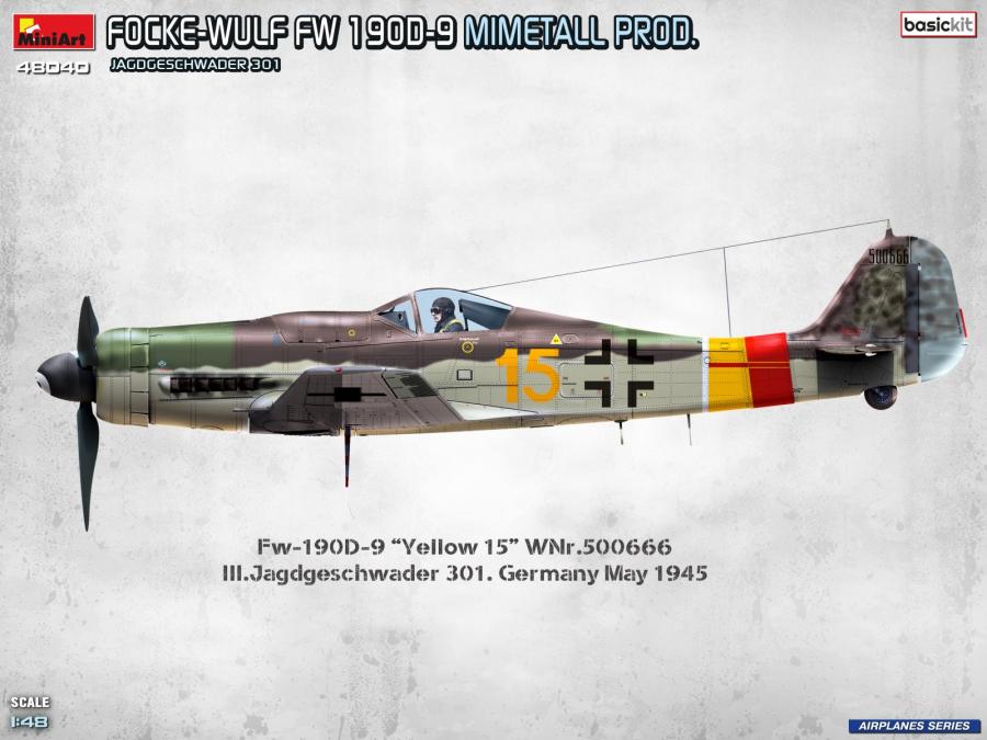Miniart 1/48 Focke-Wulf Fw 190D-9. Mimetall Prod. Basic Kit. Jagdgeschwader 301