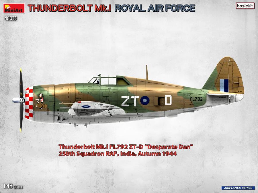 Miniart 1/48 Thunderbolt Mk.I. Royal Air Force (Basic Kit)
