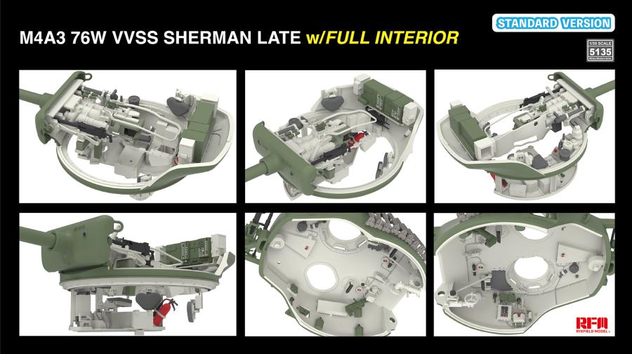 Ryefield 1/35 M4A3 76W VVSS Sherman Late Standard Version Full Interior