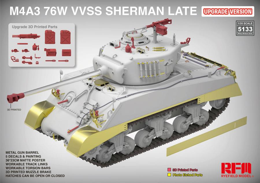 Ryefield 1/35 M4A3 76W VVSS Sherman Late Upgrade Version